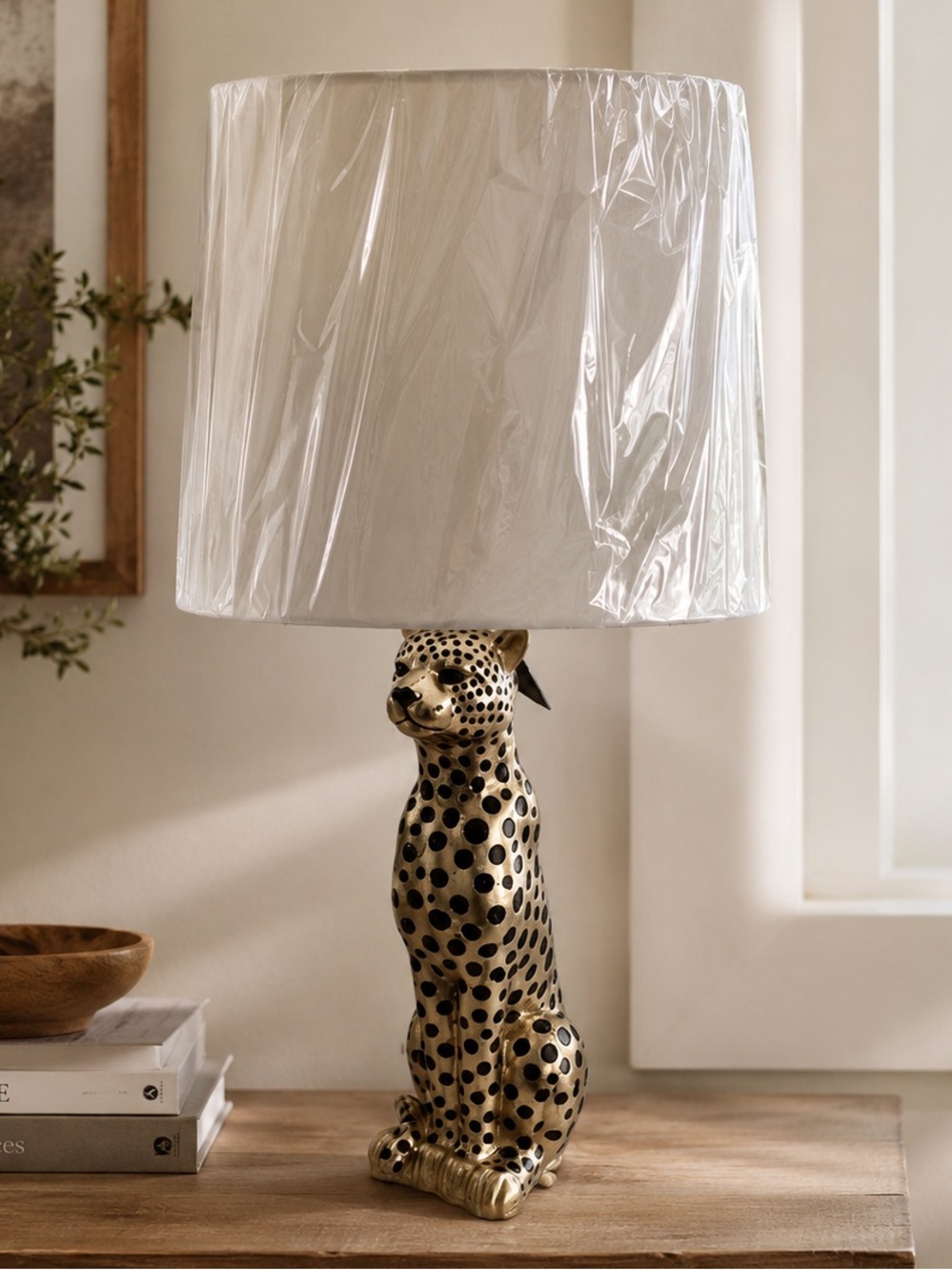 Rachel Zoe Gold Cheetah Table Lamp NWT